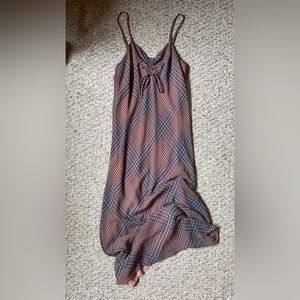 Pink and Blue Loose Midi Dress